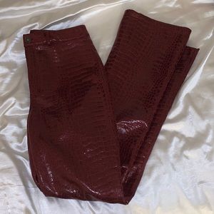Faux leather snakeskin bell bottoms